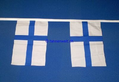 Fahnenkette Finnland gedruckt aus Stoff | 30 Fahnen 15 x 22.5 cm 9 m lang - Bild 1