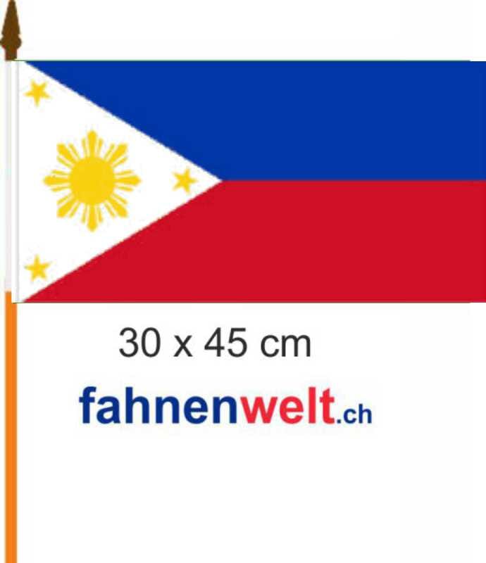 Philippinen Fahne am Stab gedruckt | 30 x 45 cm - Bild 1