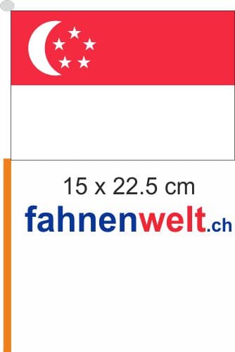 Singapur Fahne / Flagge am Stab Pack &agrave; 4 St&uuml;ck | 15 x 22.5 cm - Bild 1