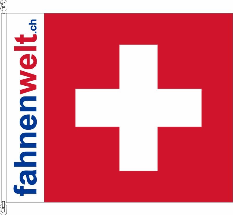 ⁑ Fahne Schweiz CH gedruckt mit fahnenwelt.ch links | 144 x 120 cm - Bild 1