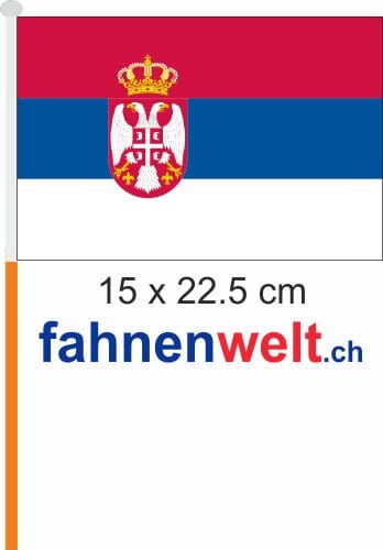 Serbien mit Adler Fahne / Flagge am Stab Pack &agrave; 4 St&uuml;ck | 15 x 22.5 cm - Bild 1
