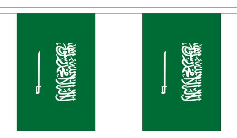 Fahnenkette Saudi-Arabien gedruckt aus Stoff | 30 Fahnen 15 x 22.5 cm 9 m lang - Bild 1