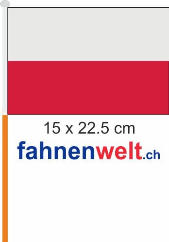 Polen Fahne / Flagge am Stab Pack &agrave; 4 St&uuml;ck | 15 x 22.5 cm - Bild 1