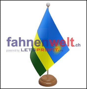 Ruanda Tisch-Fahne aus Stoff mit Holzsockel | 22.5 x 15 cm - Bild 1