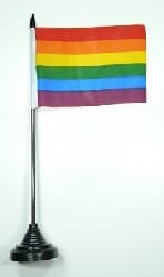 Regenbogen Tisch-Fahne mit Fuss | 10 x 15 cm - Bild 1