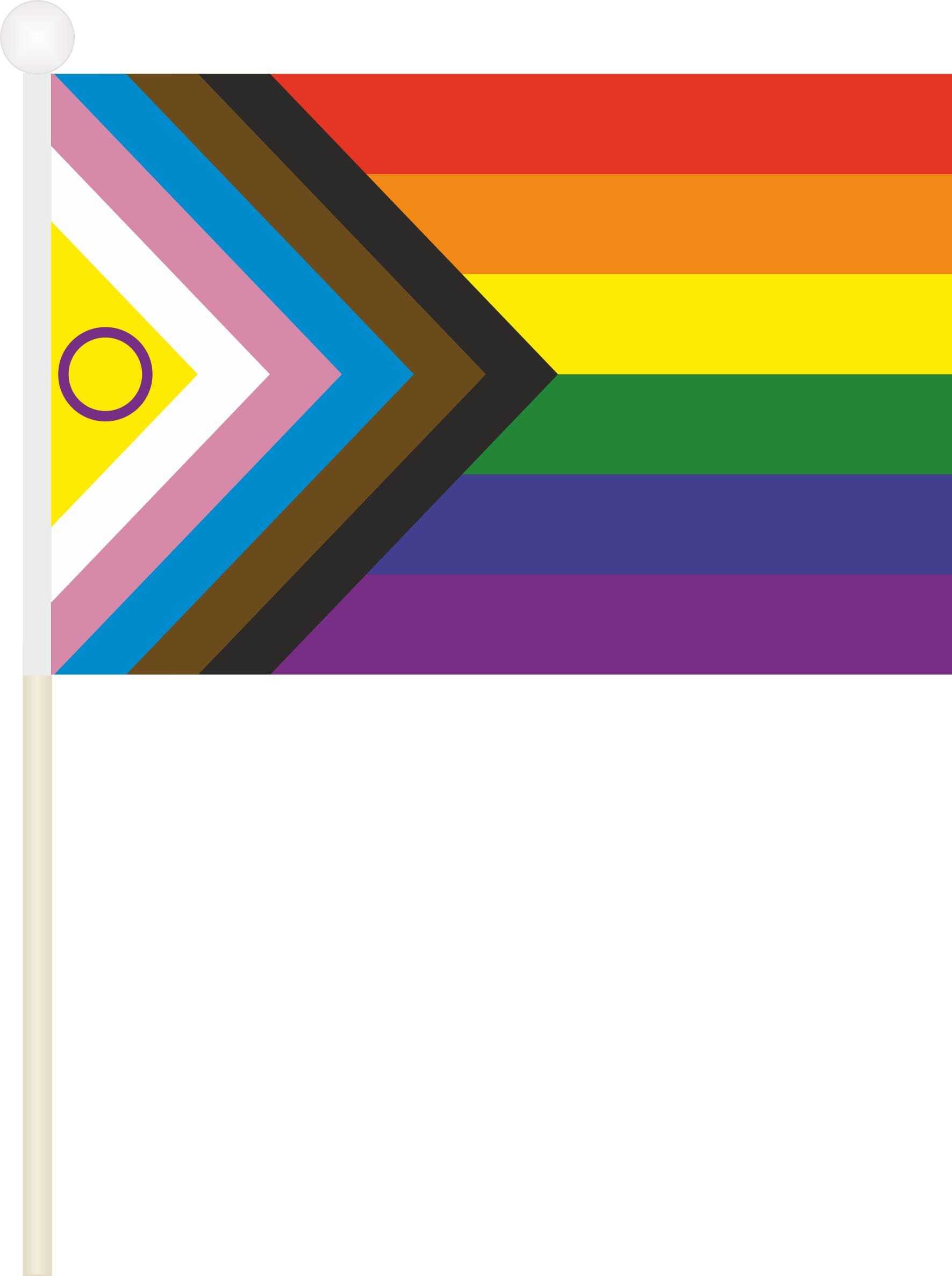 Intersex Progress Pride Fahne / Flagge am Stab Pack &agrave; 4 St&uuml;ck | 15.5 x 22.5 cm - Bild 1