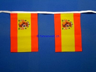 Fahnenkette Spanien mit Wappen gedruckt aus Stoff | 30 Fahnen 15 x 22.5 cm 9 m lang - Bild 1