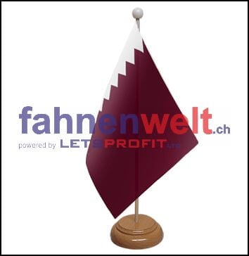 Katar Tisch-Fahne aus Stoff mit Holzsockel | 22.5 x 15 cm - Bild 1
