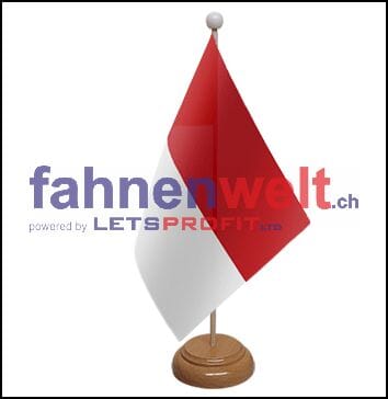 Indonesien Tisch-Fahne aus Stoff mit Holzsockel | 22.5 x 15 cm - Bild 1