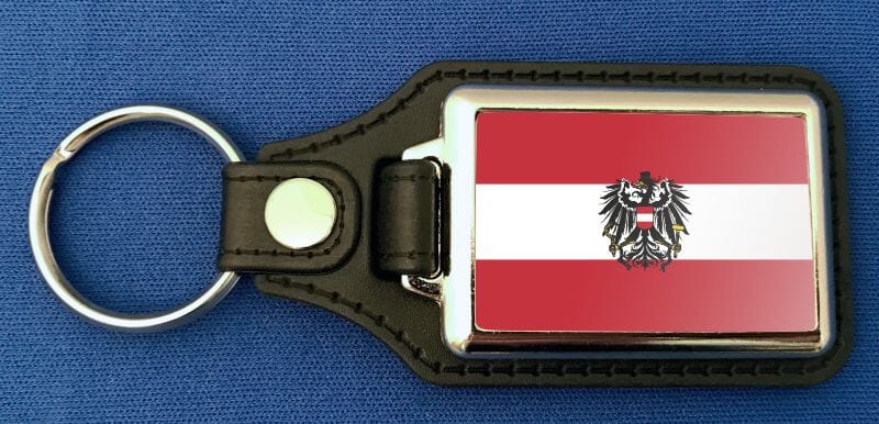 &Ouml;sterreich mit Adler Schl&uuml;sselanh&auml;nger aus Metall und Kunstleder | ca. 95 X 37 mm - Bild 1
