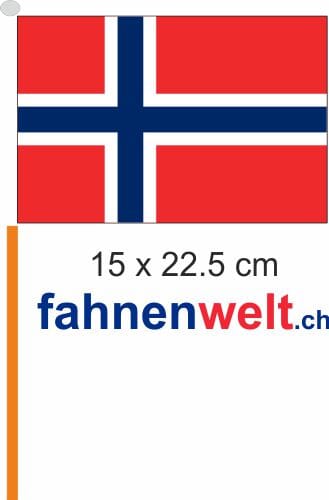 Norwegen Fahne / Flagge am Stab Pack &agrave; 4 St&uuml;ck | 15 x 22.5 cm - Bild 1