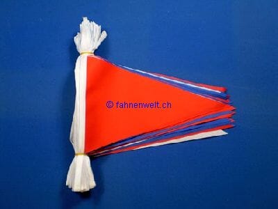 Wimpelkette rot, weiss und blau gedruckt aus Stoff | 50 Wimpel 19 x 30 cm 20 m lang - Bild 2