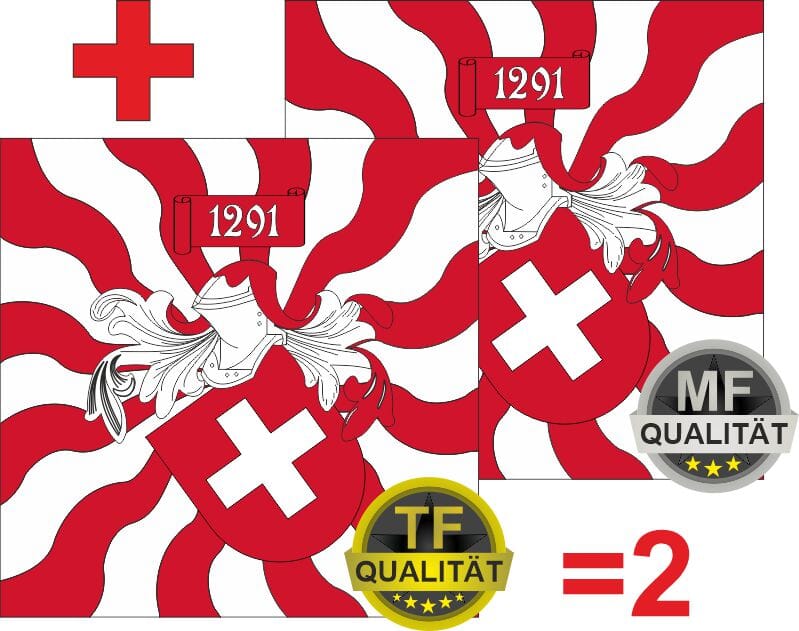 Fahne geflammt Schweiz in TOP-FLAG | 60 x 60 cm und Gr&ouml;sser - Bild 2
