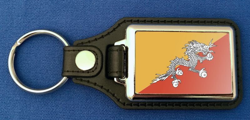 Bhutan Schl&uuml;sselanh&auml;nger aus Metall und Kunstleder | ca. 95 X 37 mm - Bild 1