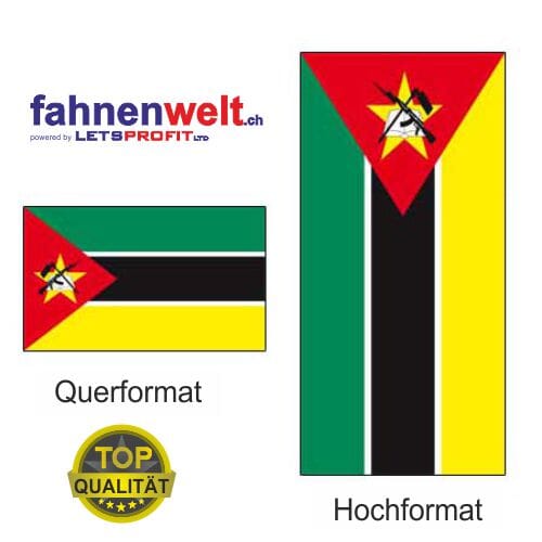 Mosambik Fahne aus Multi-Flag im Hoch- und Querformat | diverse Gr&ouml;ssen - Bild 1
