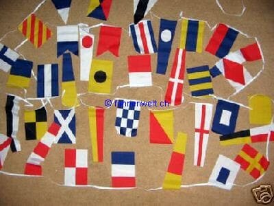 Nautische Stoff Fahnenkette mit Flaggenalphabet und Zahlenwimpel | 40 Fahnen L&auml;nge ca. 12.7 m - Bild 2