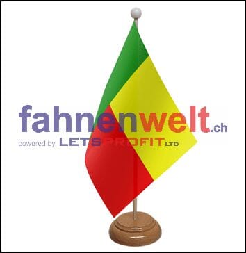 Benin Tisch-Fahne aus Stoff mit Holzsockel | 22.5 x 15 cm - Bild 1