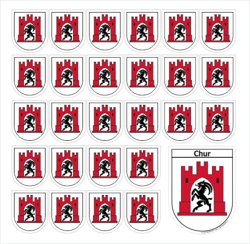 Aufkleber Sticker 7000 Chur mit grosser und 26 kleinen Wappen - Bild 1