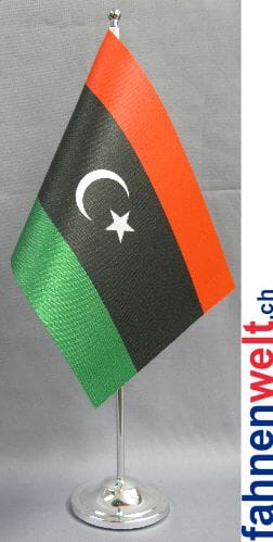 Libyen Tisch-Fahne DeLuxe ohne St&auml;nder | 15.5 x 24 cm - Bild 1
