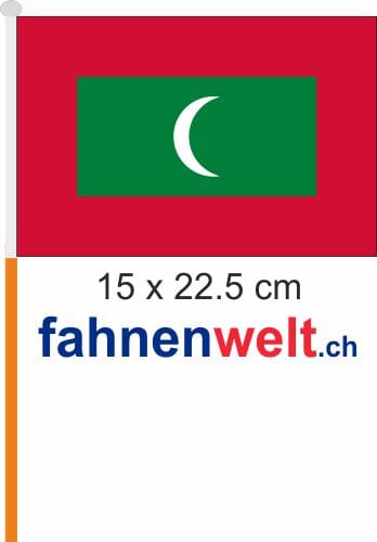 Malediven Fahne / Flagge am Stab Pack &agrave; 4 St&uuml;ck | 15 x 22.5 cm - Bild 1