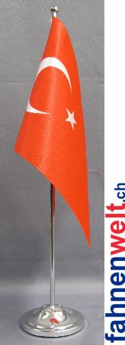 T&uuml;rkei Tisch-Fahne DeLuxe ohne St&auml;nder | 15.5 x 24 cm - Bild 1