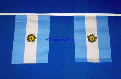 Fahnenkette Argentinien gedruckt aus Stoff | 30 Fahnen 15 x 22.5 cm 9 m lang - Bild 1