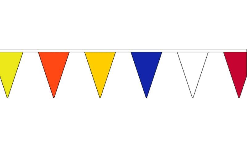 Wimpelkette mit 6 verschiedenen Farben gedruckt aus Stoff | 50 Wimpel 20 x 30 cm 20 m lang - Bild 1