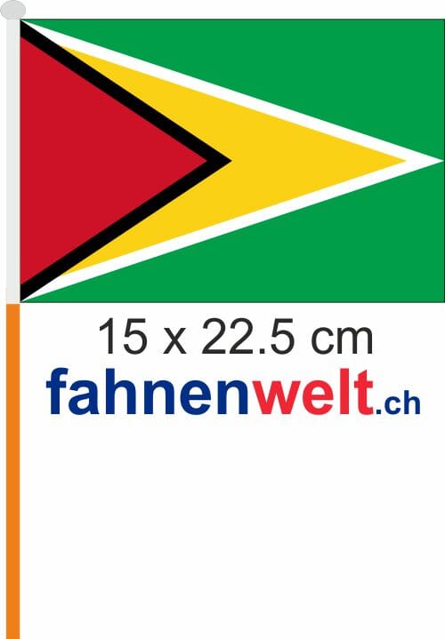 Guyana Fahne / Flagge am Stab Pack &agrave; 4 St&uuml;ck | 15 x 22.5 cm - Bild 1