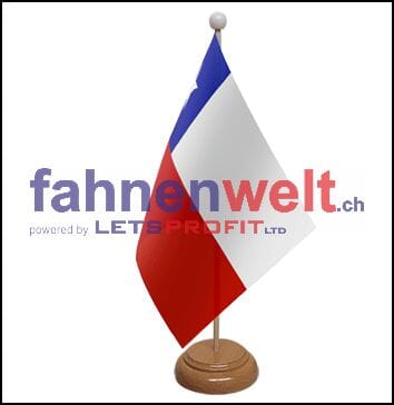 Chile Tisch-Fahne aus Stoff mit Holzsockel | 22.5 x 15 cm - Bild 1