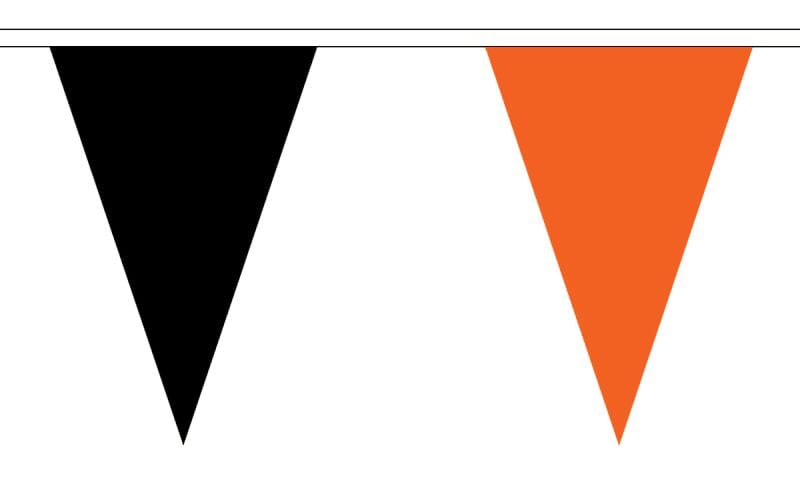 Wimpelkette schwarz und orange gedruckt aus Stoff | 50 Wimpel 20 x 30 cm 20 m lang - Bild 1