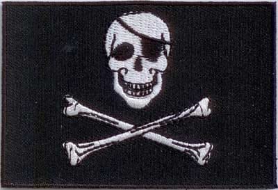Patch Sticker zum aufb&uuml;geln Pira, Augenklappe & Knochen | 5.5 x 9 cm - Bild 1