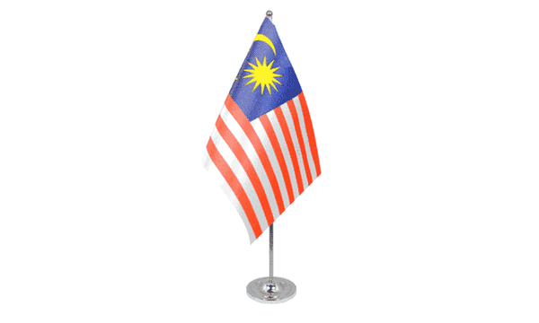 Malaysia / Malaysien Tisch-Fahne DeLuxe ohne St&auml;nder | 15.5 x 24 cm - Bild 1
