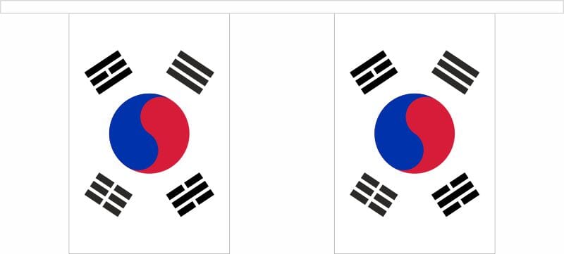 Fahnenkette S&uuml;dkorea gedruckt aus Stoff | 30 Fahnen 15 x 22.5 cm 9 m lang - Bild 1