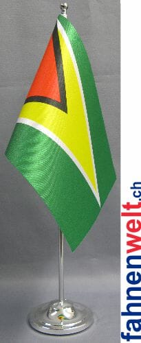 Guyana Tisch-Fahne DeLuxe ohne St&auml;nder | 15.5 x 24 cm - Bild 1