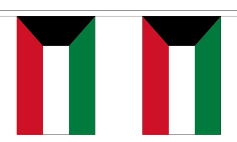 Fahnenkette Kuwait gedruckt aus Stoff | 30 Fahnen 15 x 22.5 cm 9 m lang - Bild 1
