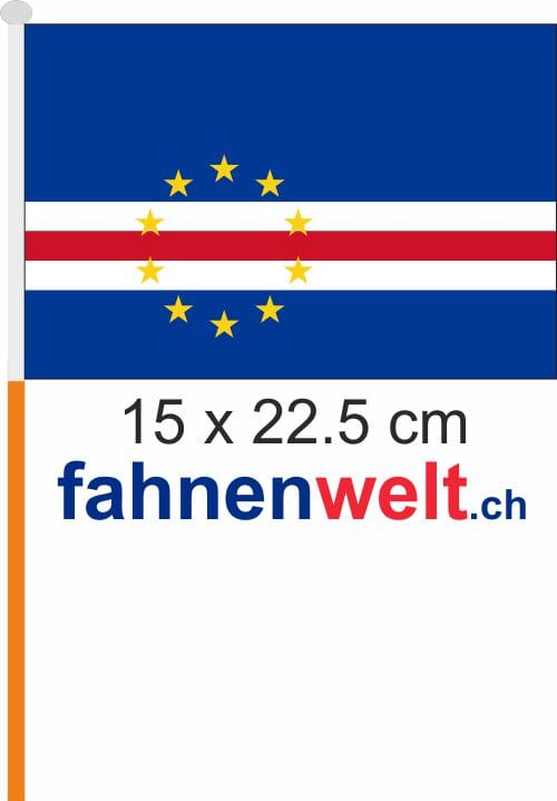 Kap Verde Fahne / Flagge am Stab Pack &agrave; 4 St&uuml;ck | 15 x 22.5 cm - Bild 1