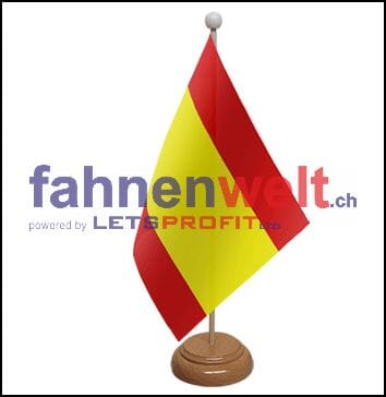Spanien Tisch-Fahne ohne Wappen aus Stoff mit Holzsockel | 22.5 x 15 cm - Bild 1