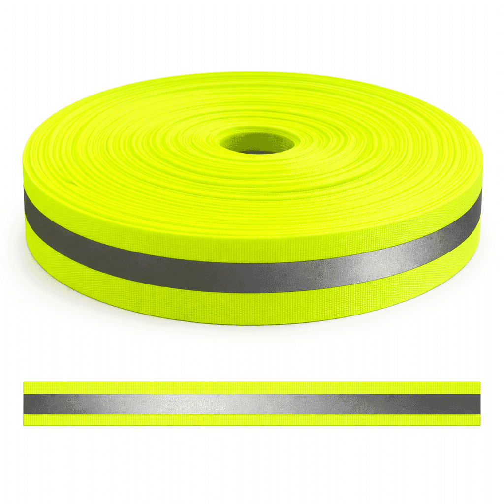 Reflektierendes Band zum Aufn&auml;hen gelb 5 cm mit 1.5 cm Reflektorstreifen Meterware - Bild 1
