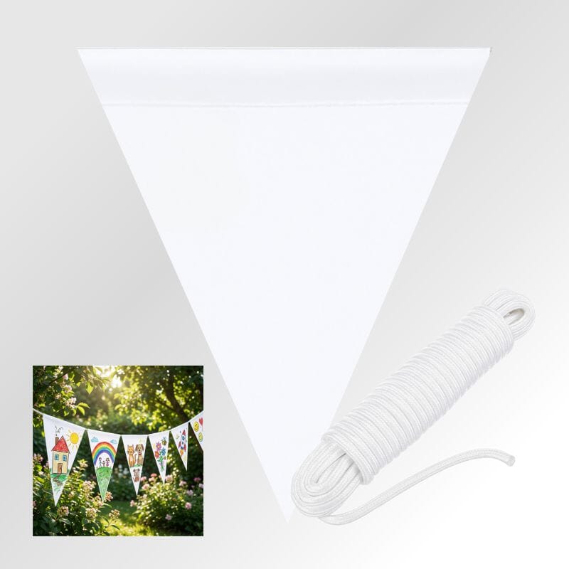 Weisse Wimpel zum Selbstgestalten f&uuml;r -Ketten | 20x30 und 35x40 cm - Bild 1