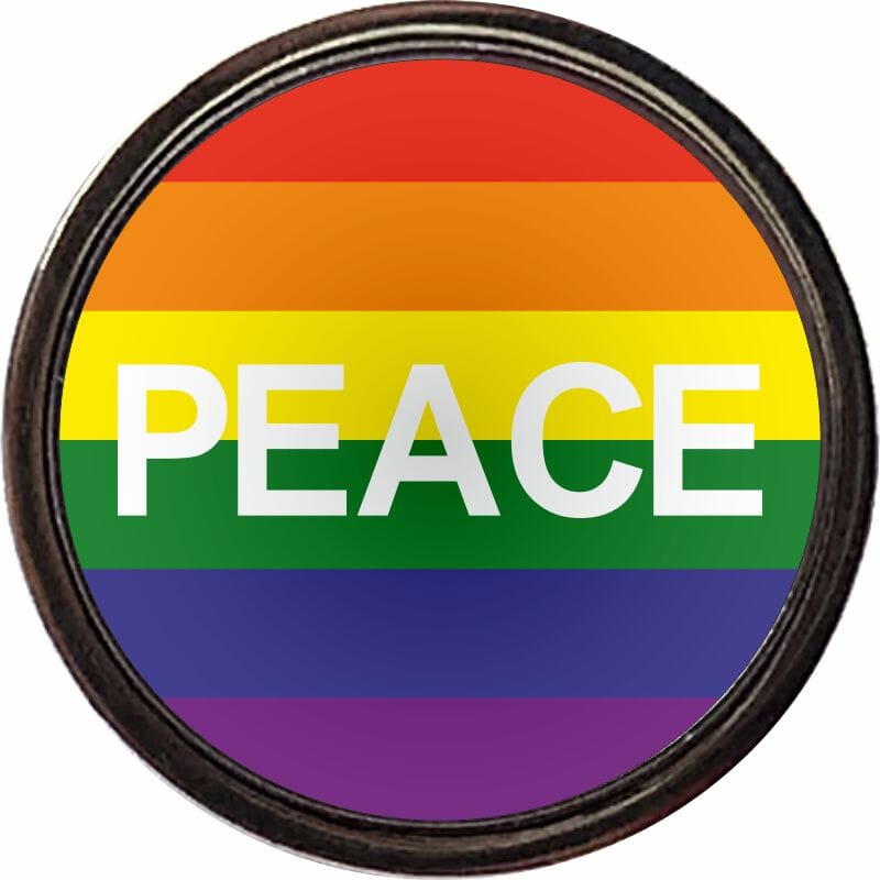 Regenbogen PEACE Pin RUND mit Verschluss | &Oslash; 1.6 cm - Bild 1