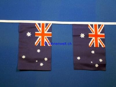 Fahnenkette Australien gedruckt aus Stoff | 30 Fahnen 15 x 22.5 cm 9 m lang - Bild 1