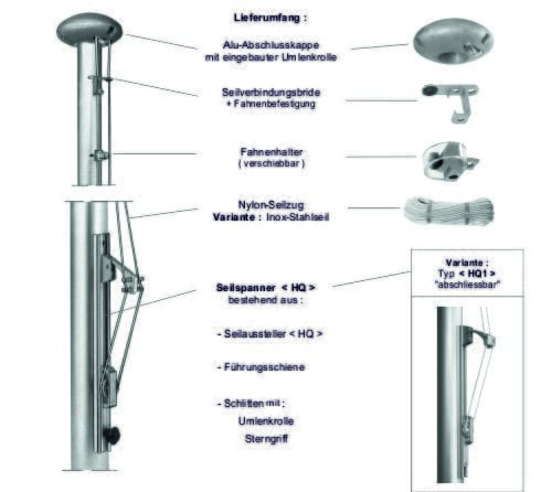 Hiss-Fahnenmast Deluxe in verschiedenen Gr&ouml;ssen - Bild 4