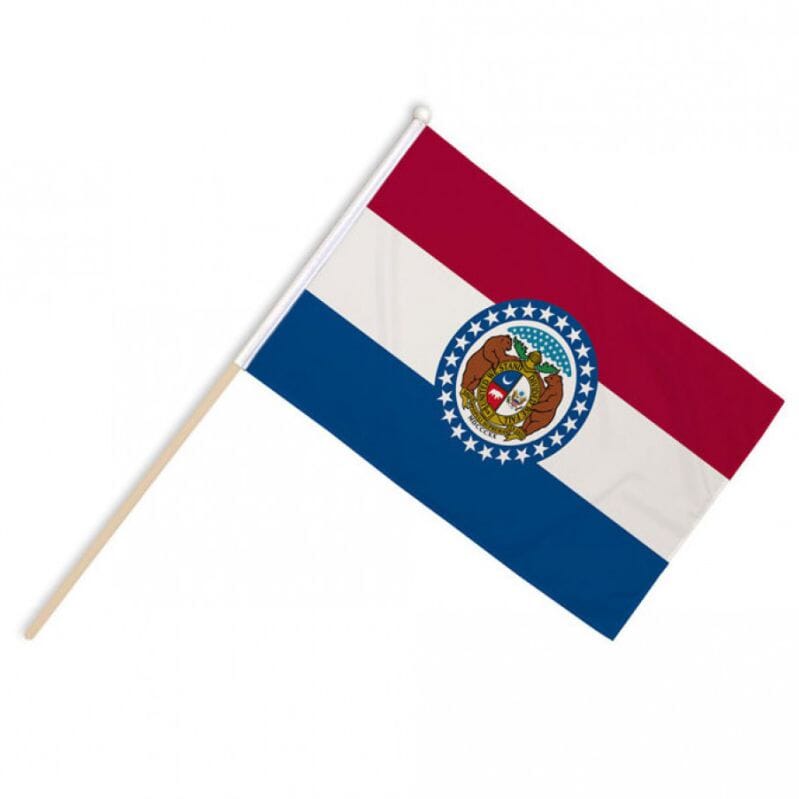 Missouri Fahne / Flagge am Stab Pack &agrave; 4 St&uuml;ck | 15 x 22.5 cm - Bild 1