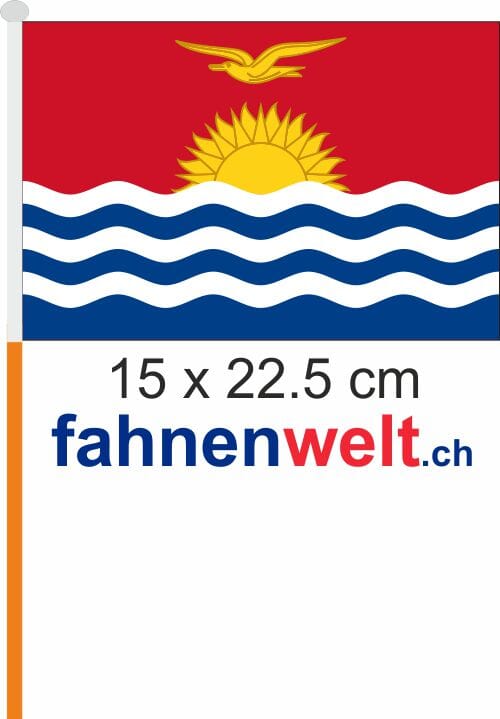 Kiribati Fahne / Flagge am Stab Pack &agrave; 4 St&uuml;ck | 15 x 22.5 cm - Bild 1
