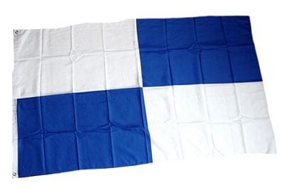 Fan-Fahne im Karo Design blau / weiss gross | 90 x 150 cm - Bild 1
