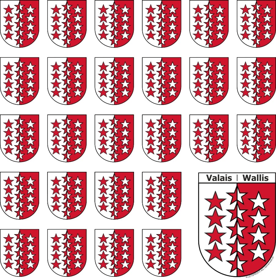 Aufkleber Sticker Wallis/Valais mit grosser und 26 kleinen Wappen - Bild 1