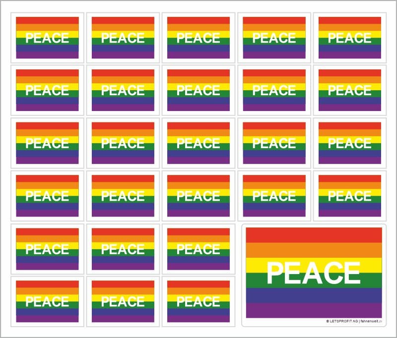 Regenbogen Peace Aufkleber - 27 Fahnen Sticker - Gr&ouml;sse 13.5 x 11.5 cm - Bild 1