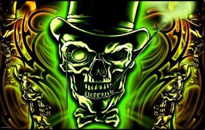 Totenkopf mit Zylinder / Skull with Top Hat Fahne gedruckt | 90 x 150 cm - Bild 1