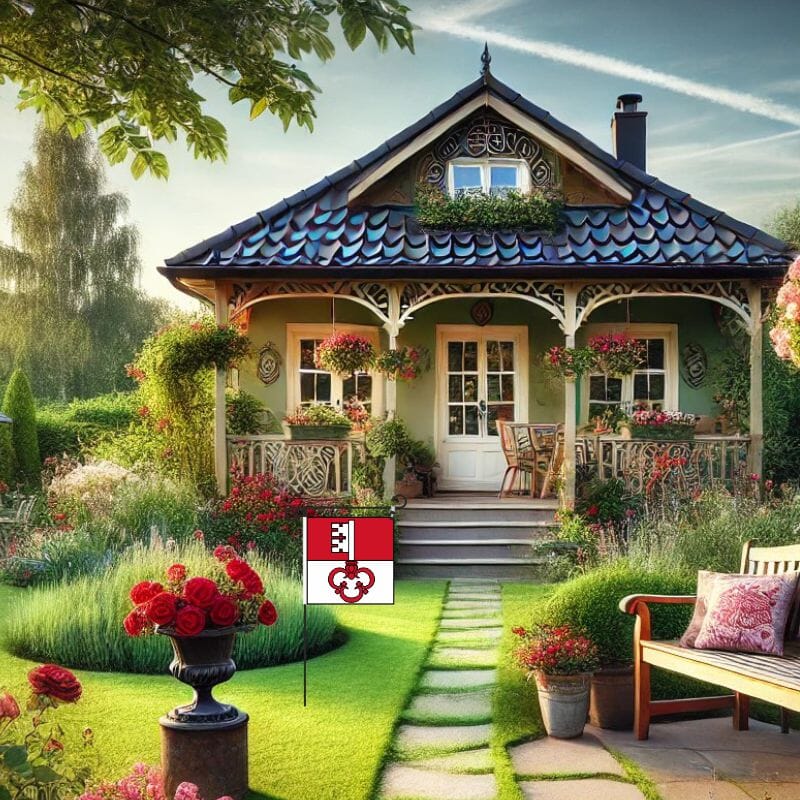 Gartenfahne Kanton Obwalden &ndash; 30 x 30 cm | inkl. Gest&auml;nge - Bild 3