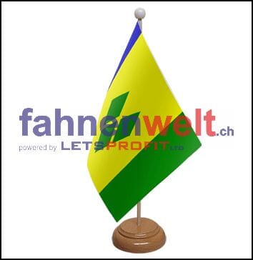 St. Vincent Tisch-Fahne aus Stoff mit Holzsockel | 22.5 x 15 cm - Bild 1